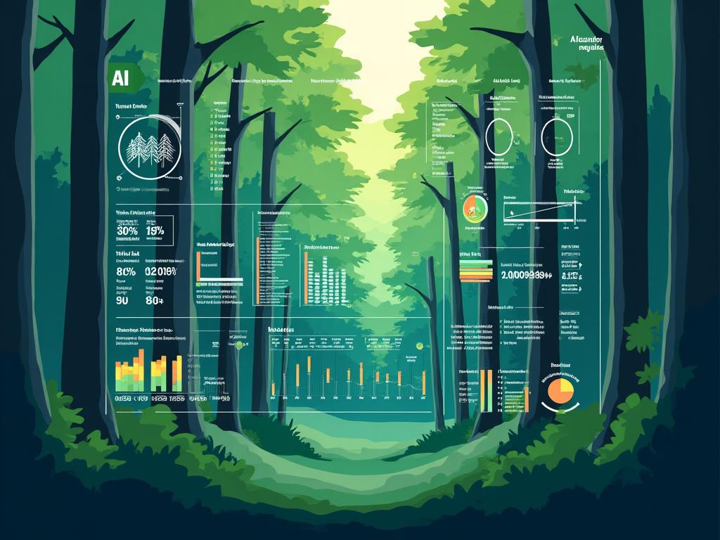 AI-powered forestry analysis dashboard showing tree health monitoring
